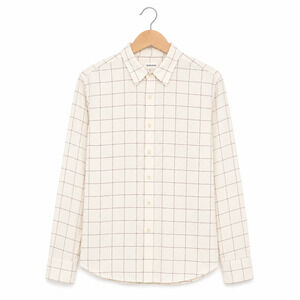 Taylor Stitch Womens Button Up Shirt Size XL Cream Brown Windowpane Pattern